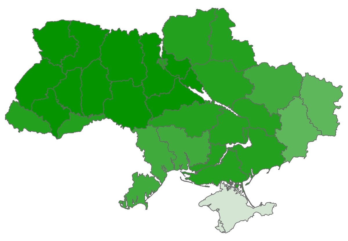Карта результатів Всеукраїнського референдуму 1 грудня 1991 року за областями України